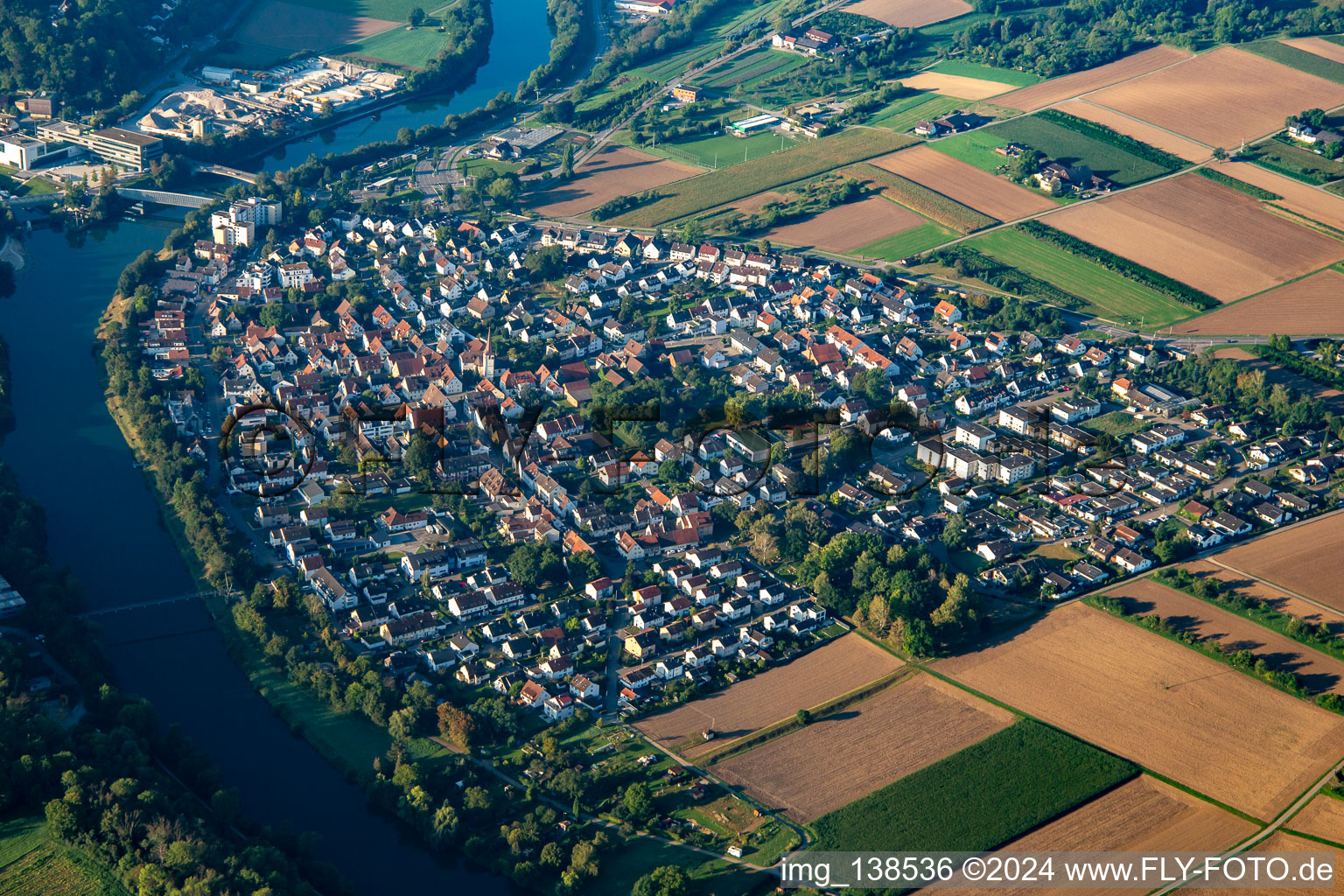 From the north in the district Neckargröningen in Remseck am Neckar in the state Baden-Wuerttemberg, Germany