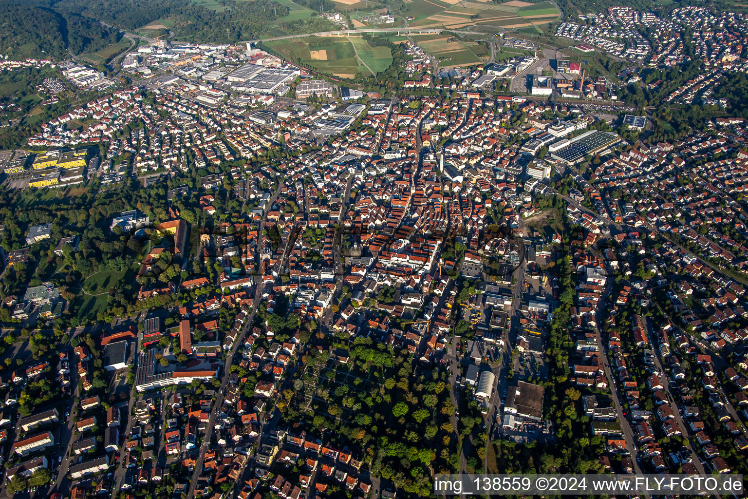 From northeast in Winnenden in the state Baden-Wuerttemberg, Germany