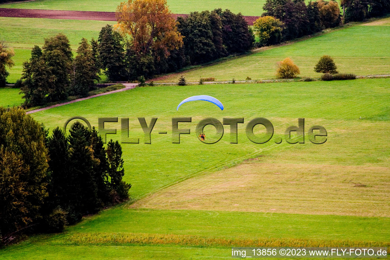 Drone image of Otterbachtal in Minfeld in the state Rhineland-Palatinate, Germany