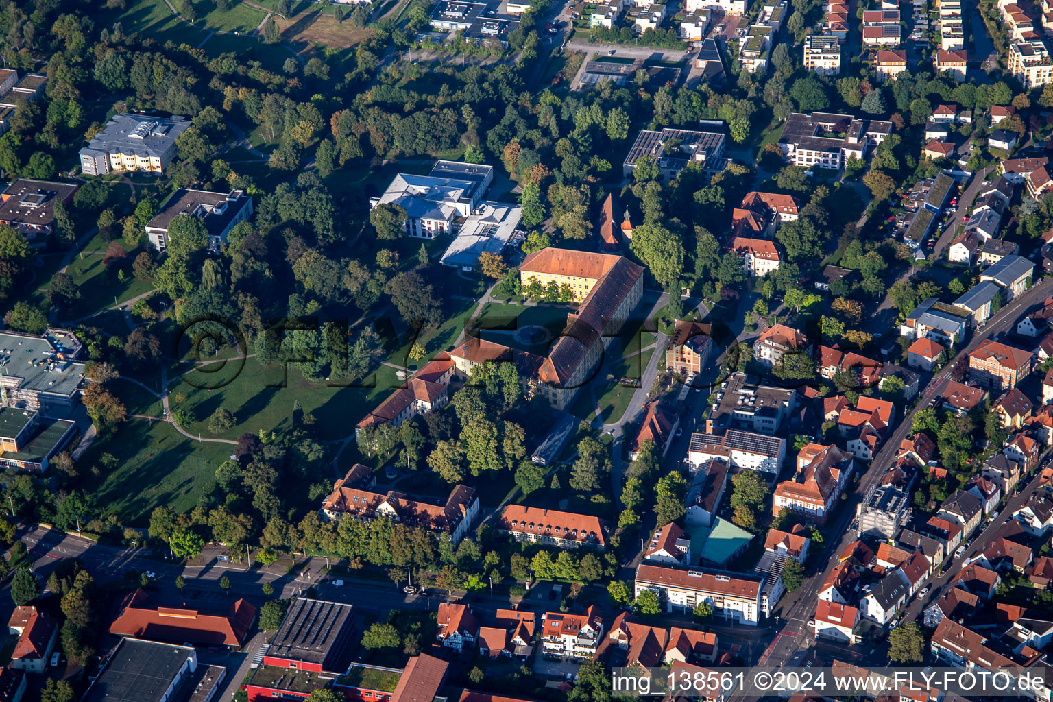 Aerial view of Castle and castle church Winnenden in Winnenden in the state Baden-Wuerttemberg, Germany