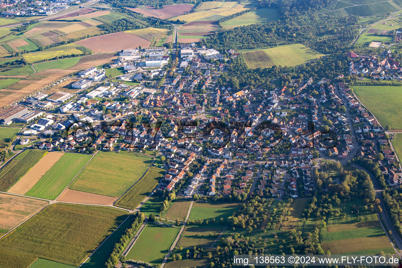 From the south in the district Hertmannsweiler in Winnenden in the state Baden-Wuerttemberg, Germany