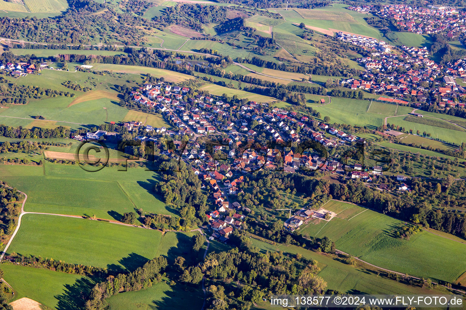 From the south in the district Bruch in Weissach im Tal in the state Baden-Wuerttemberg, Germany