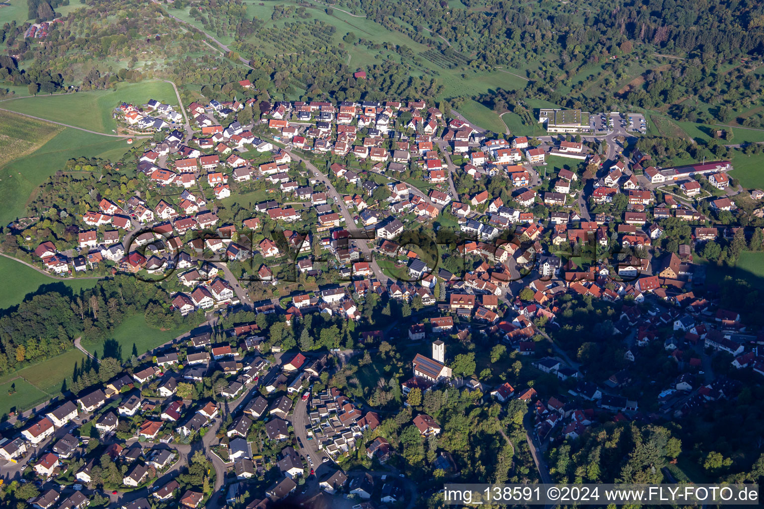 From the east in the district Lippoldsweiler in Auenwald in the state Baden-Wuerttemberg, Germany