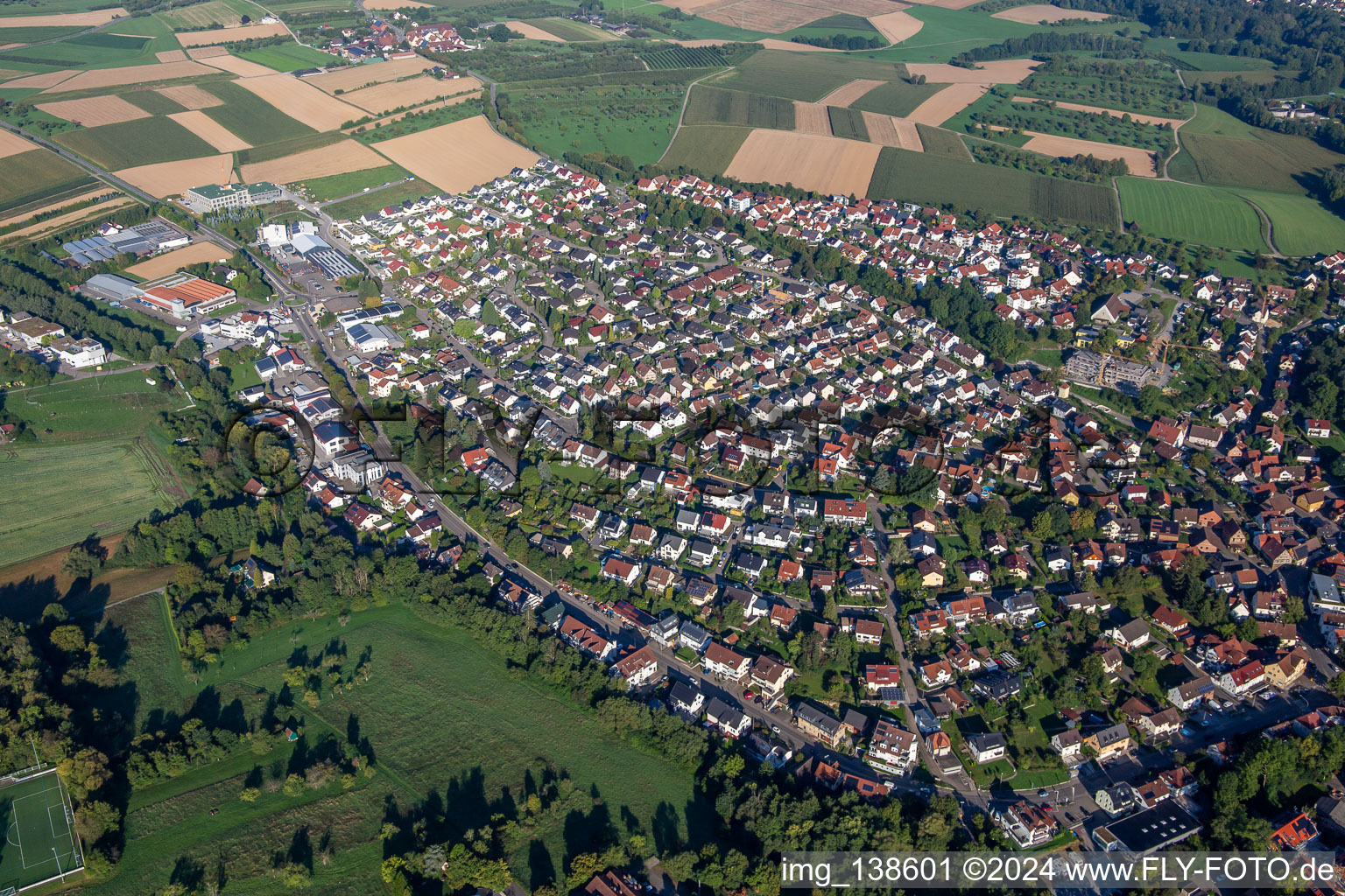 From the south in the district Unterweissach in Weissach im Tal in the state Baden-Wuerttemberg, Germany