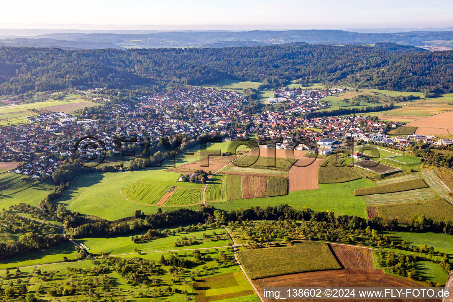 From the north in Allmersbach im Tal in the state Baden-Wuerttemberg, Germany