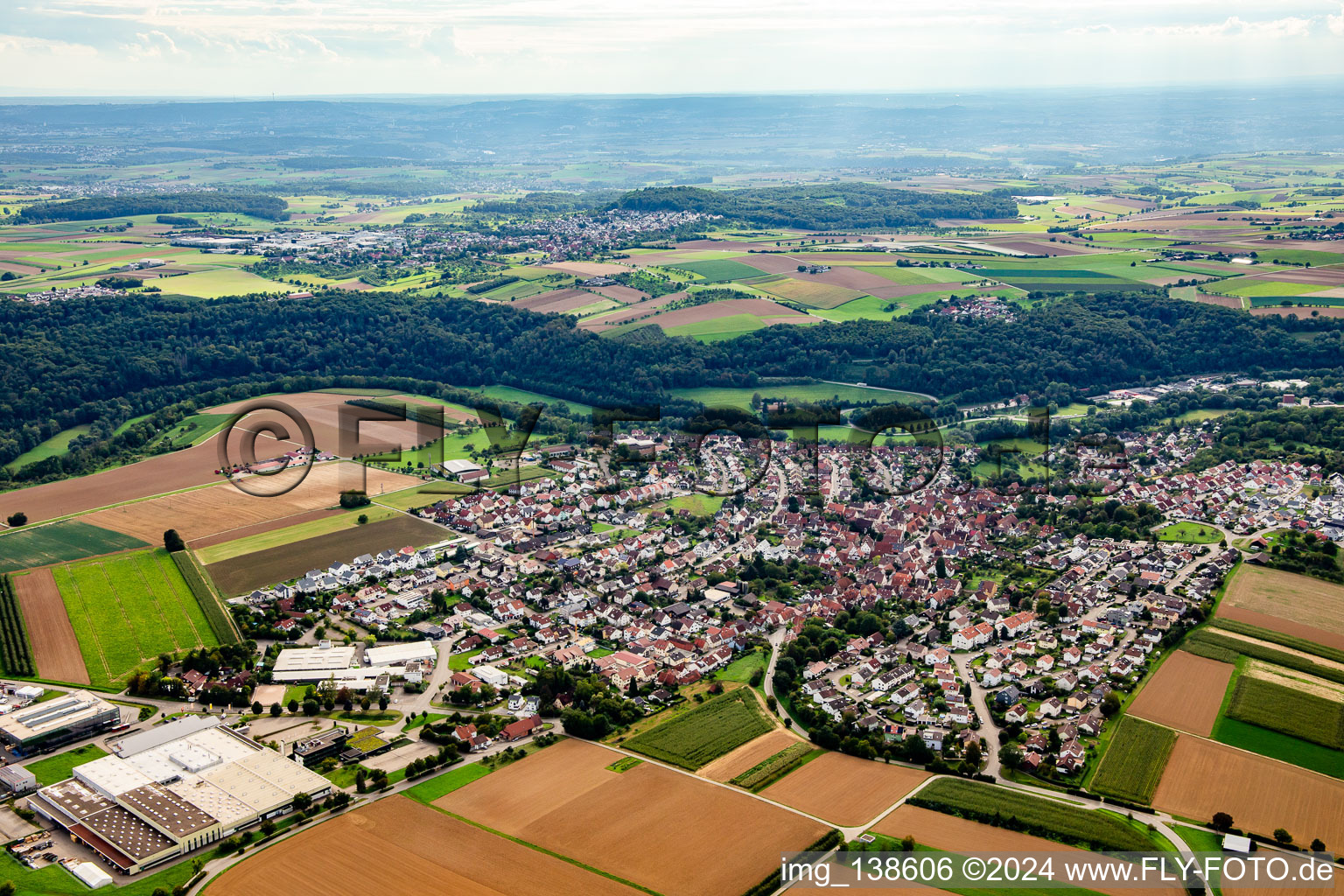 Aerial photograpy of Kirchberg an der Murr in the state Baden-Wuerttemberg, Germany