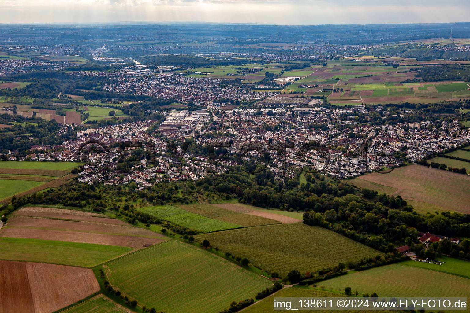 From the east in the district Steinheim am der Murr in Steinheim an der Murr in the state Baden-Wuerttemberg, Germany