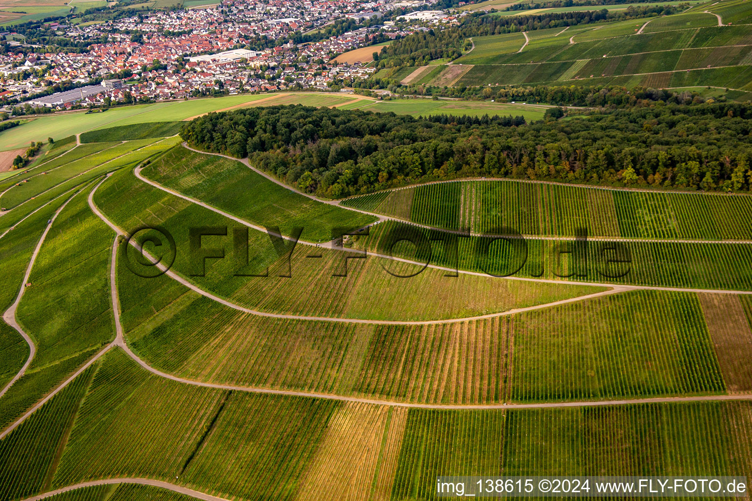 Aerial view of Grossbottwar vineyard in the district Kleinbottwar in Steinheim an der Murr in the state Baden-Wuerttemberg, Germany