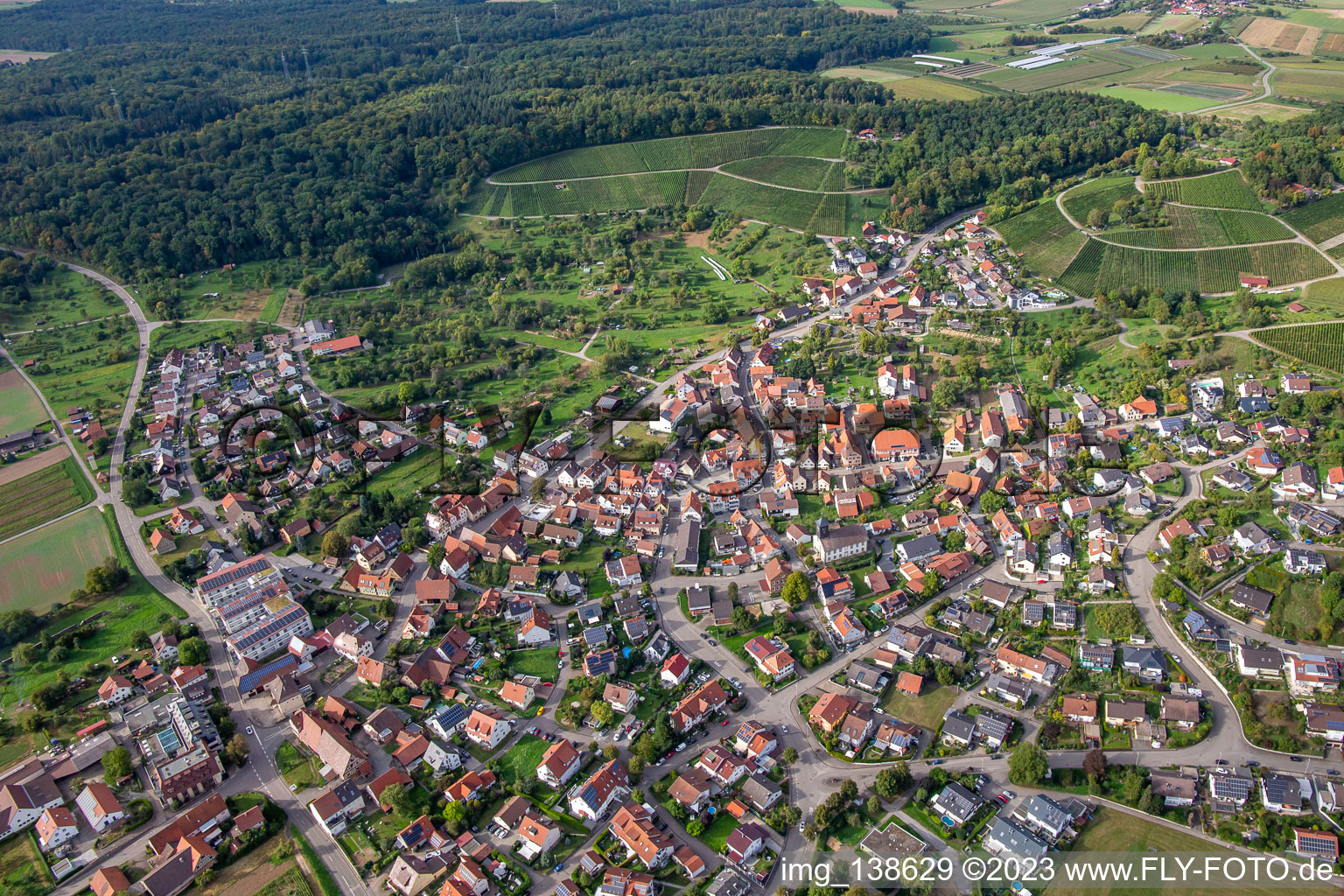 Aerial photograpy of Großbottwar in the state Baden-Wuerttemberg, Germany