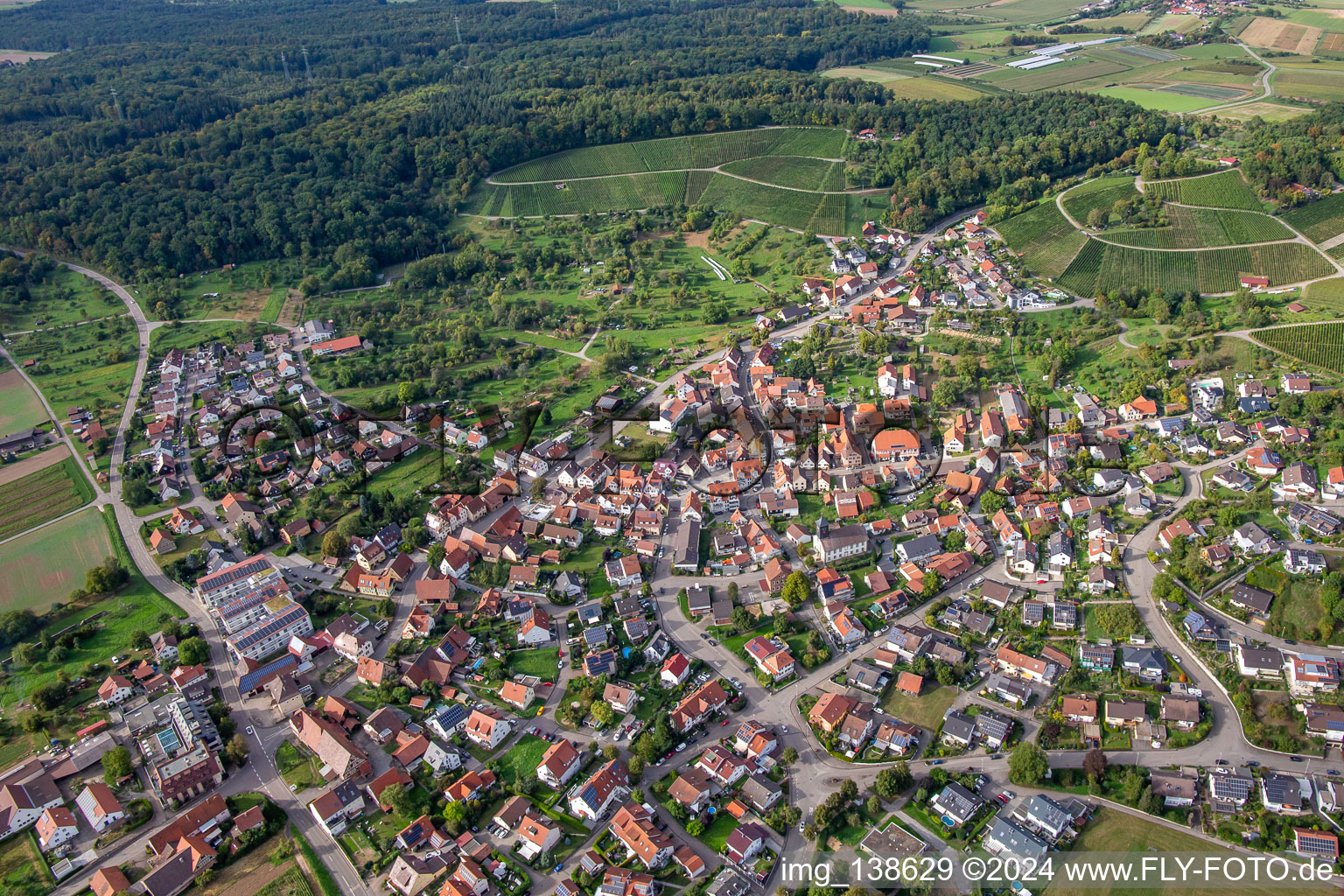 Aerial photograpy of District Winzerhausen in Großbottwar in the state Baden-Wuerttemberg, Germany