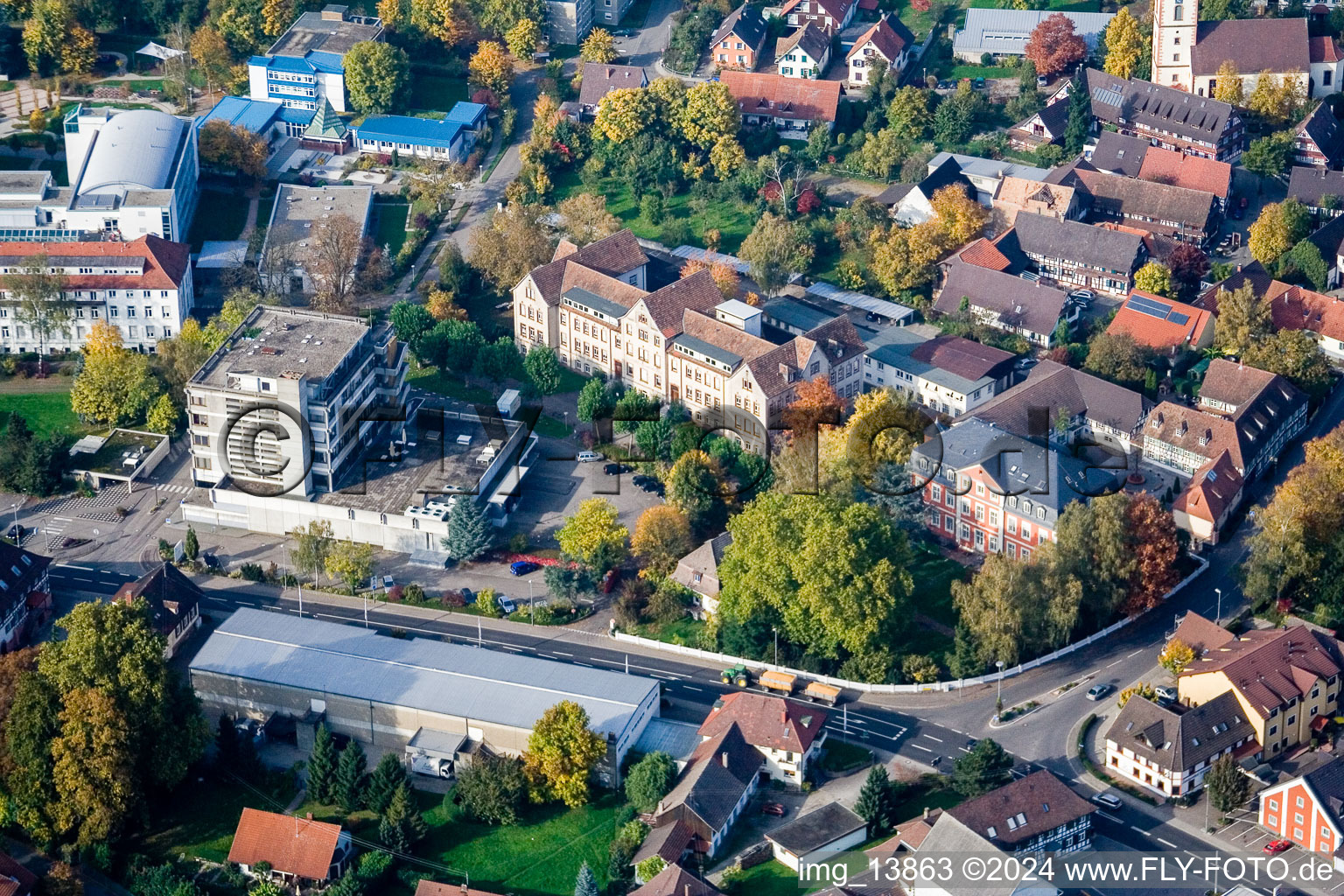 Aerial view of Epilepsy Center Kork in the district Kork in Kehl in the state Baden-Wuerttemberg, Germany