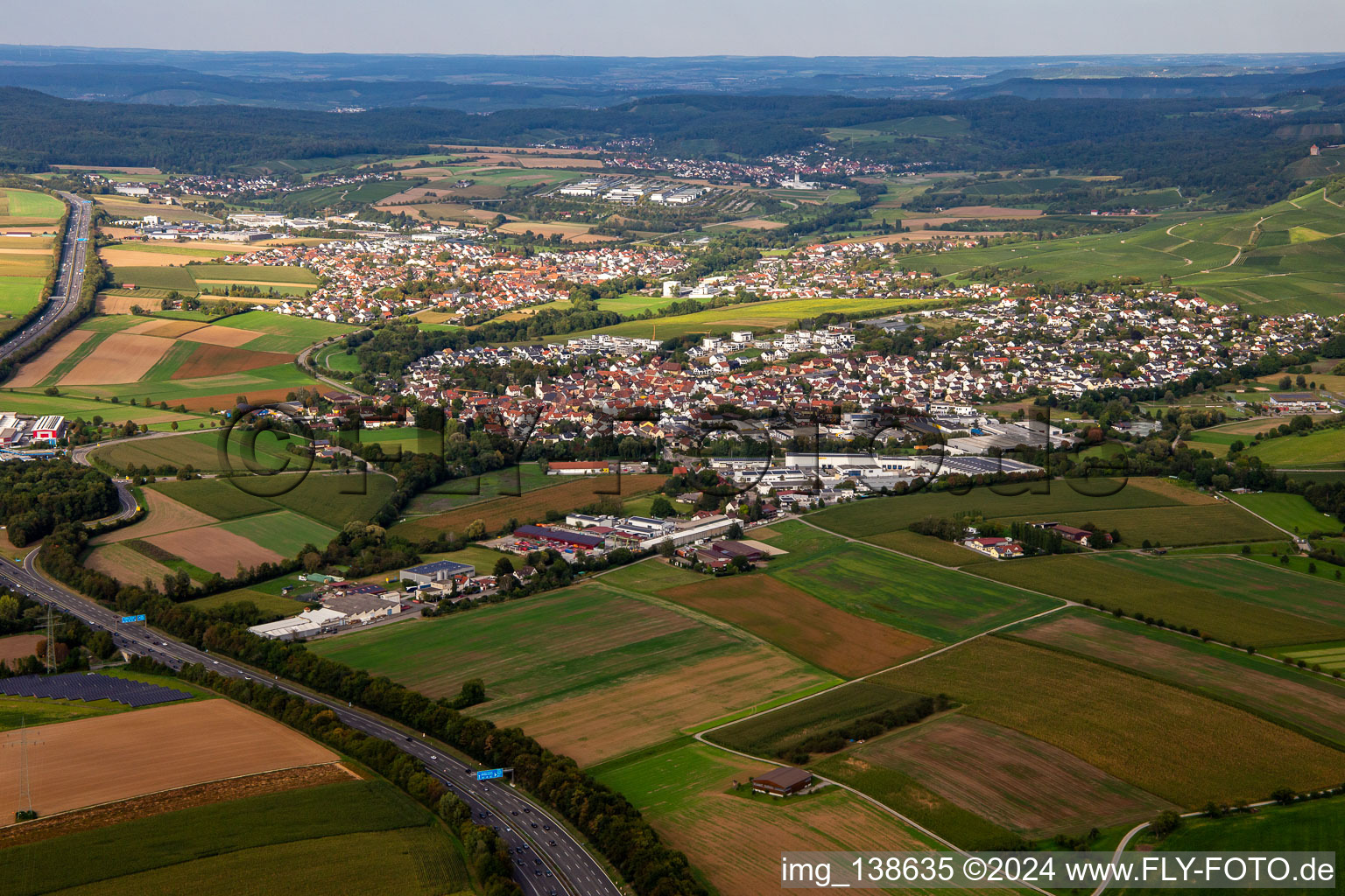 From the southwest in the district Auenstein in Ilsfeld in the state Baden-Wuerttemberg, Germany