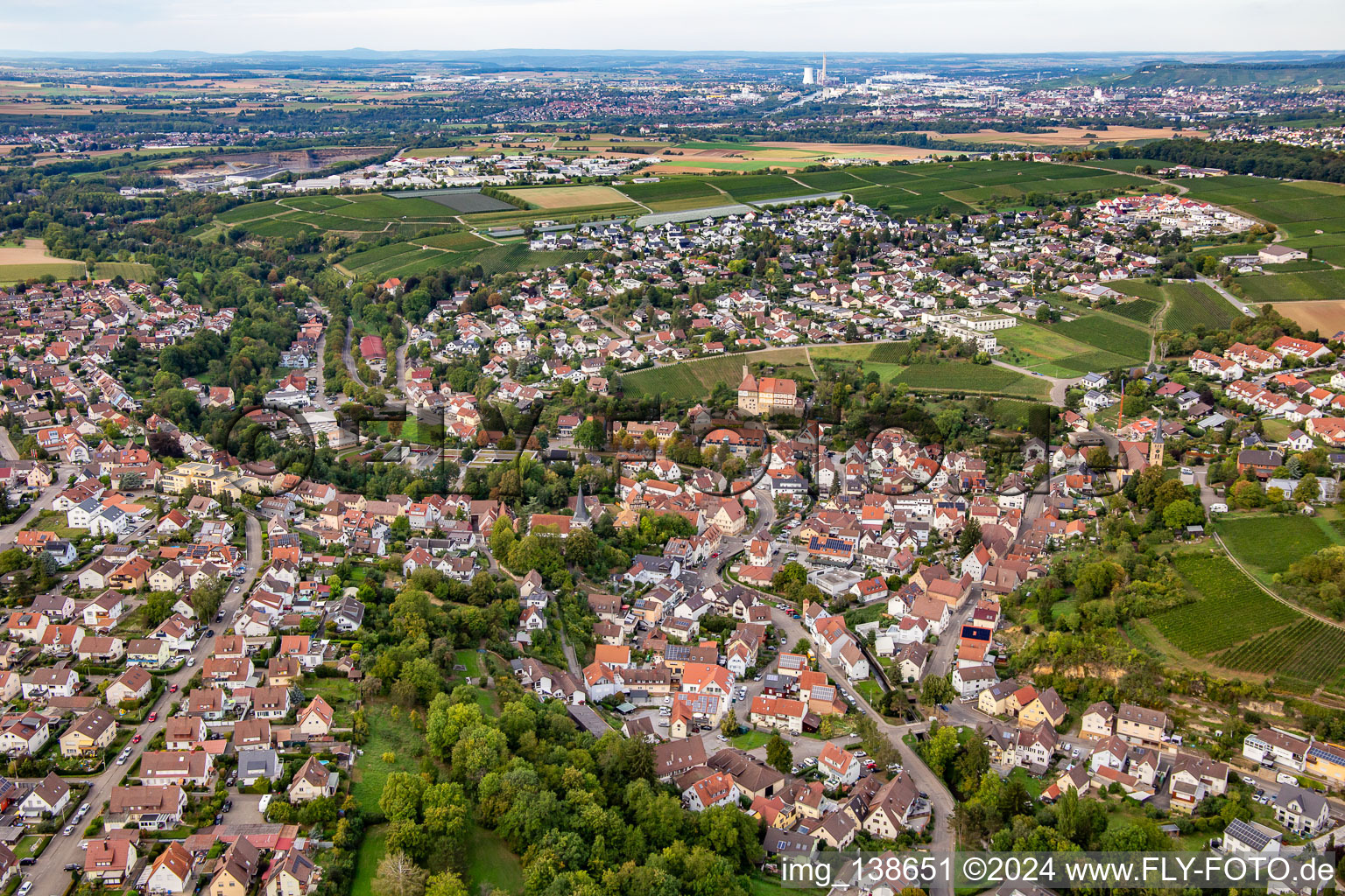 From the south in Talheim in the state Baden-Wuerttemberg, Germany