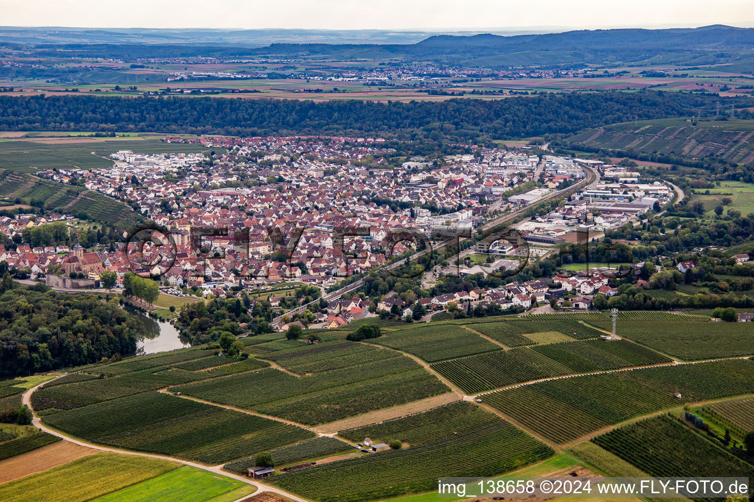 From northeast in Lauffen am Neckar in the state Baden-Wuerttemberg, Germany