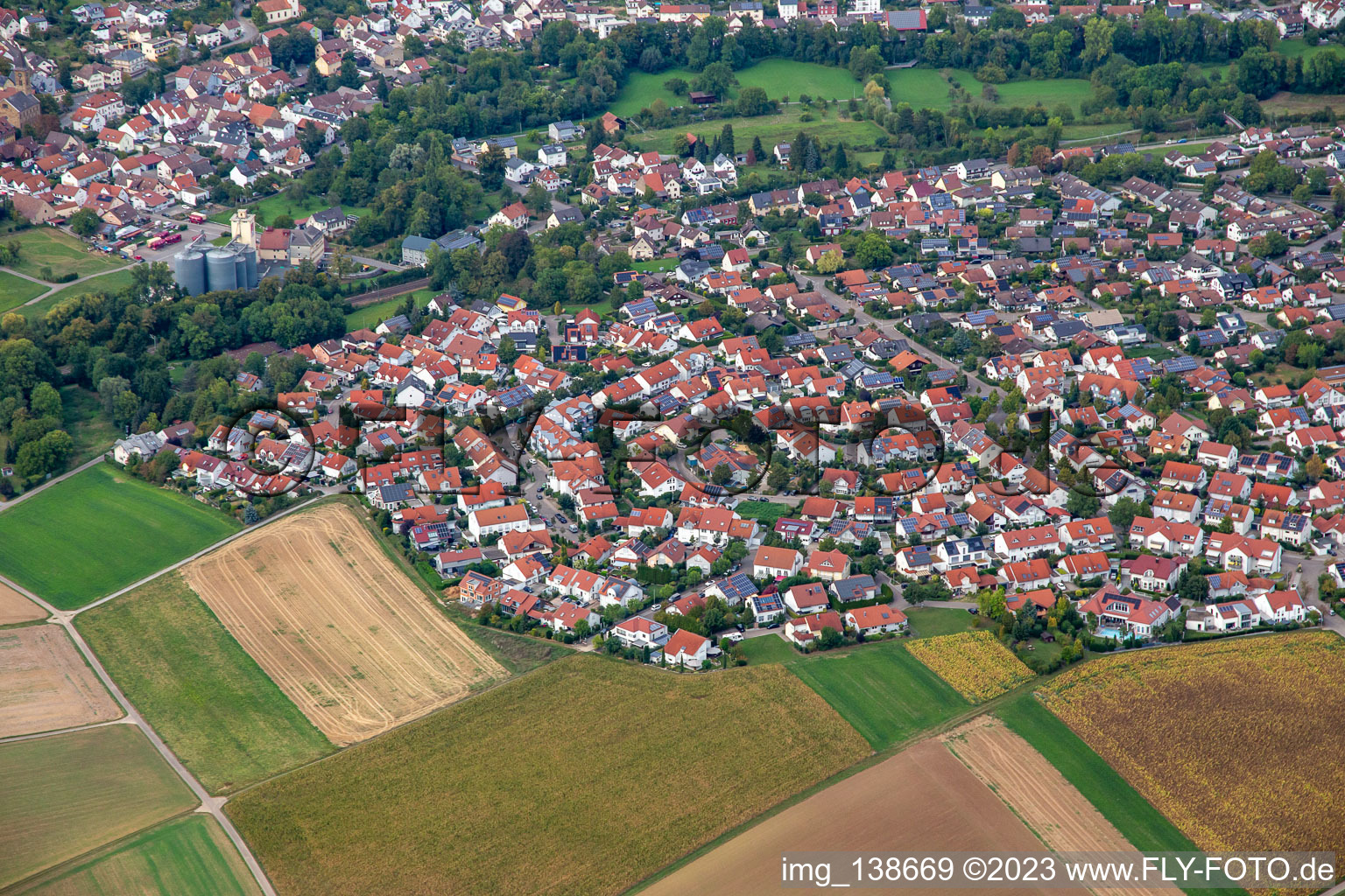 Aerial photograpy of District Schluchtern in Leingarten in the state Baden-Wuerttemberg, Germany