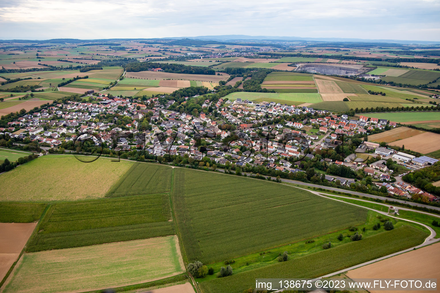 From the southwest in the district Stebbach in Gemmingen in the state Baden-Wuerttemberg, Germany