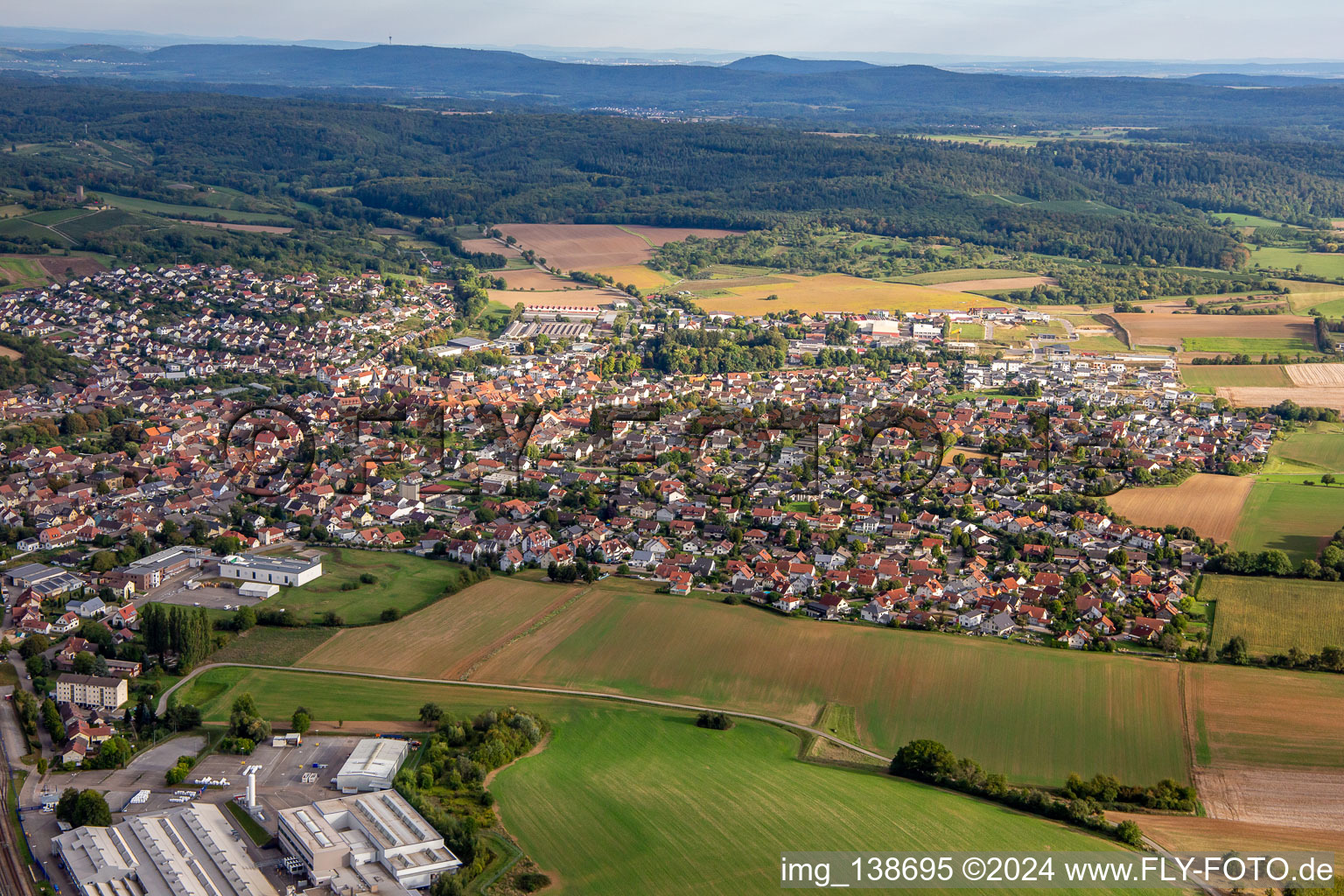 From the northwest in Sulzfeld in the state Baden-Wuerttemberg, Germany