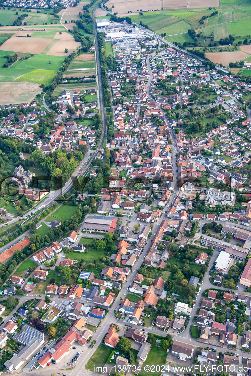 Drone image of Gondelsheim in the state Baden-Wuerttemberg, Germany