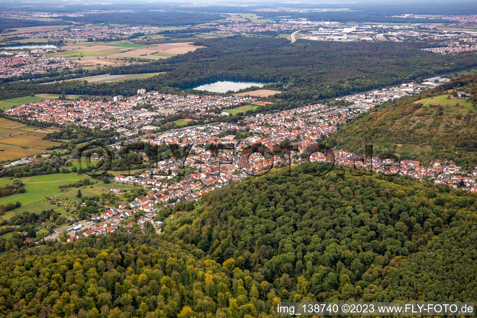 From the southeast in the district Untergrombach in Bruchsal in the state Baden-Wuerttemberg, Germany