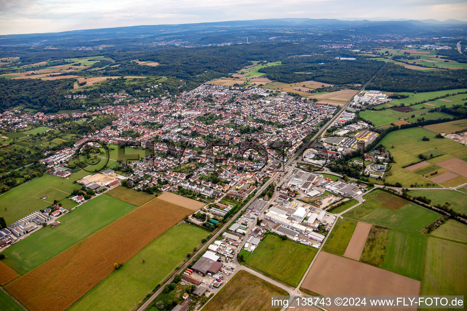 Aerial view of Weingarten in the state Baden-Wuerttemberg, Germany