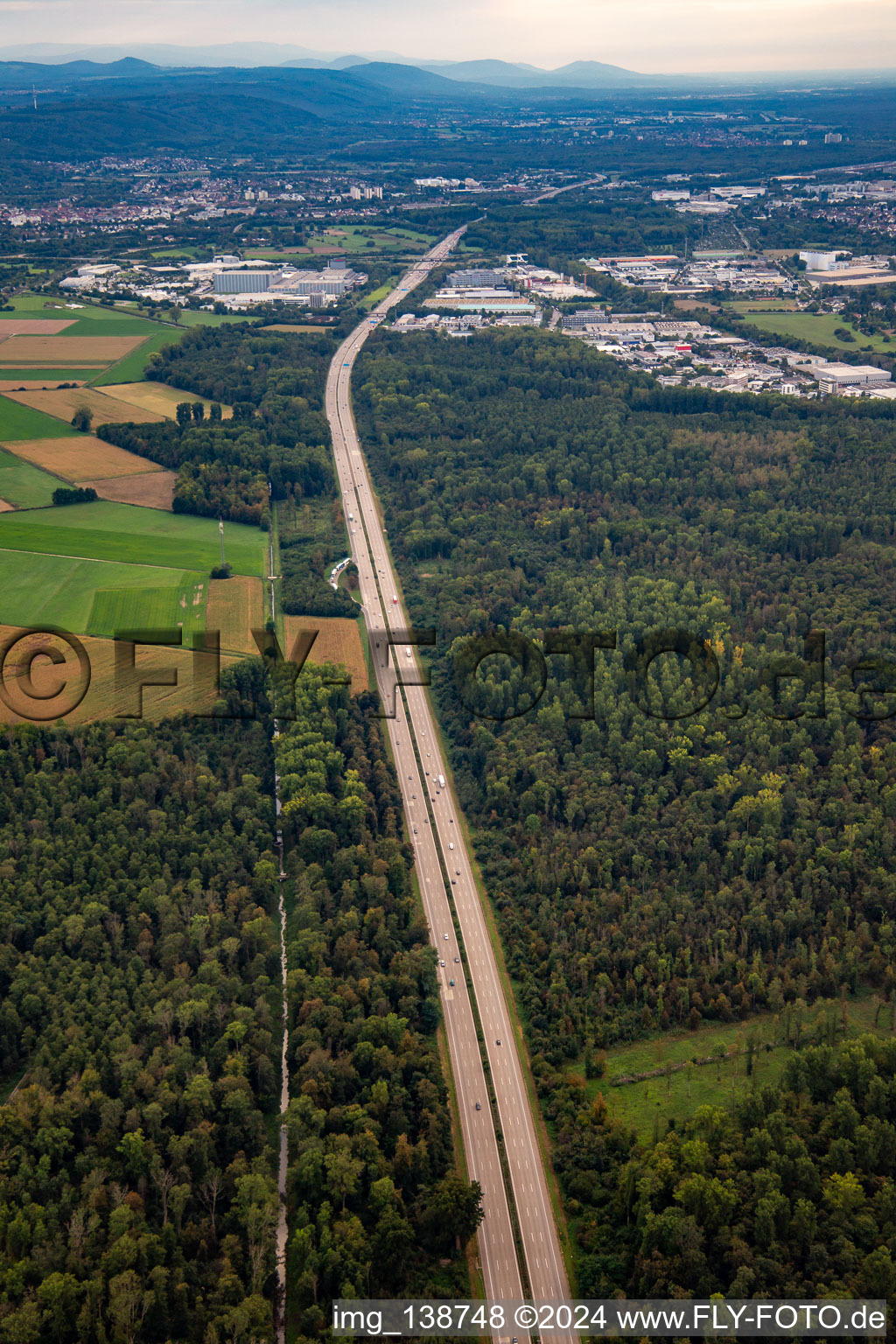 Motorway A5 in the district Grötzingen in Karlsruhe in the state Baden-Wuerttemberg, Germany