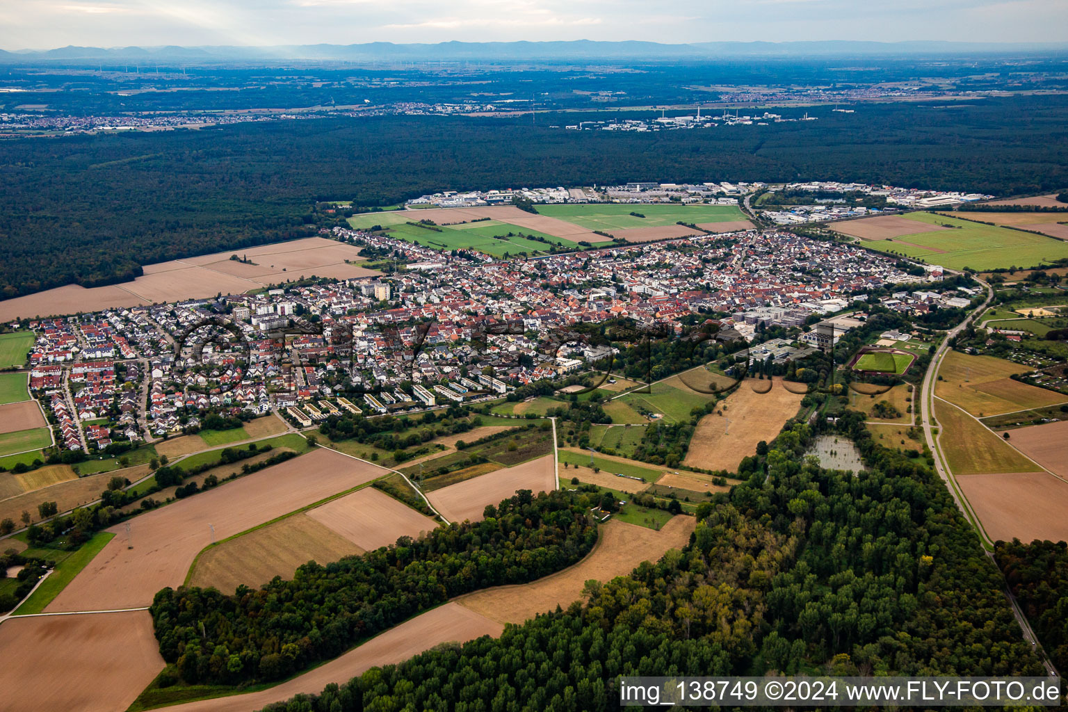 From the southeast in the district Blankenloch in Stutensee in the state Baden-Wuerttemberg, Germany