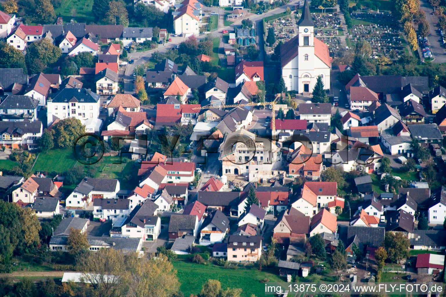 Town View of the streets and houses of the residential areas in the district Urloffen in Appenweier in the state Baden-Wurttemberg