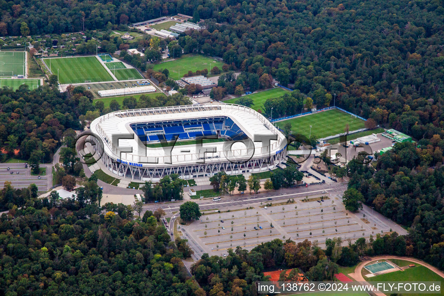 Completed BBBank Stadium Wildpark of Karlsruher Sport-Club eV in the district Innenstadt-Ost in Karlsruhe in the state Baden-Wuerttemberg, Germany