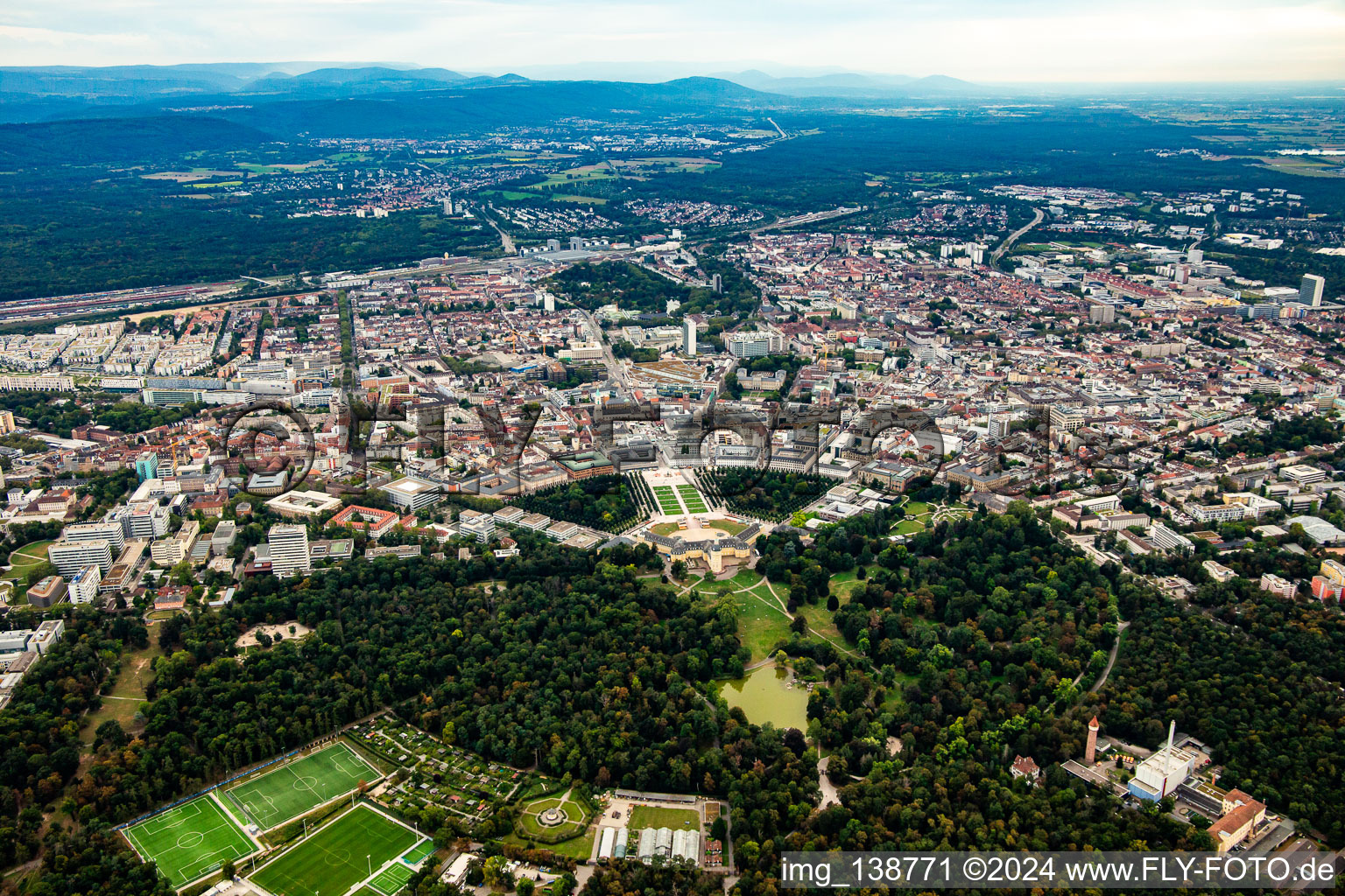 Castle Square in the district Oststadt in Karlsruhe in the state Baden-Wuerttemberg, Germany