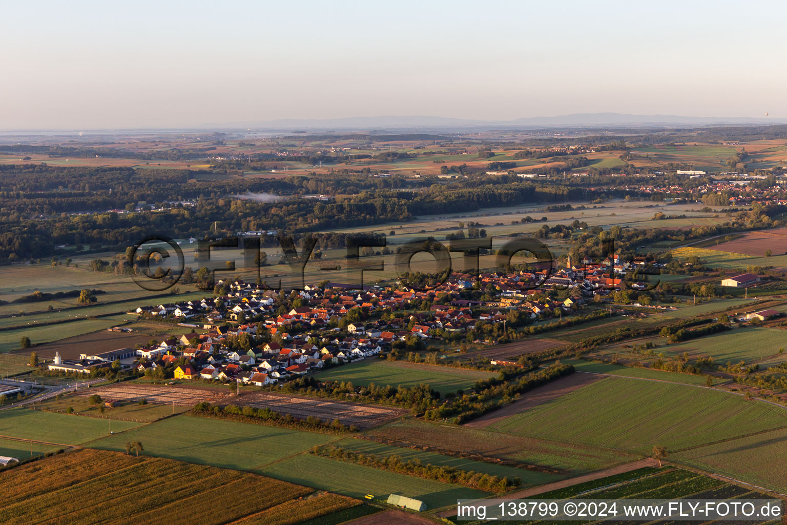 From northeast in Schweighofen in the state Rhineland-Palatinate, Germany