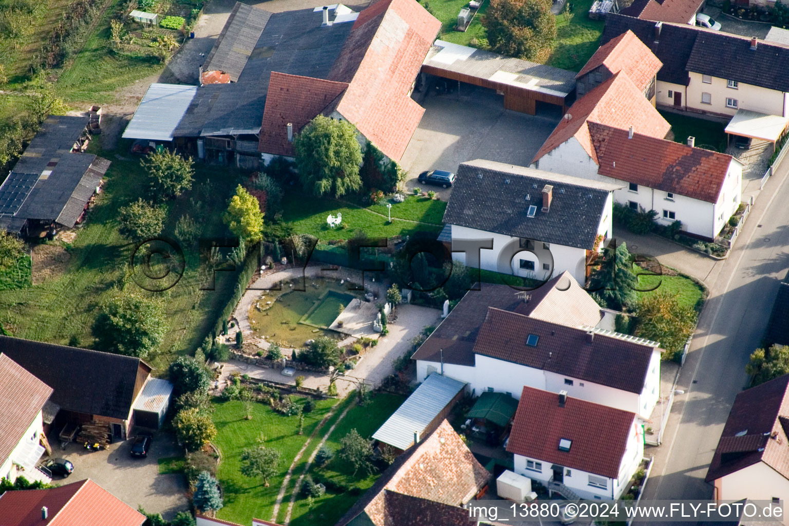 District Urloffen in Appenweier in the state Baden-Wuerttemberg, Germany from the plane