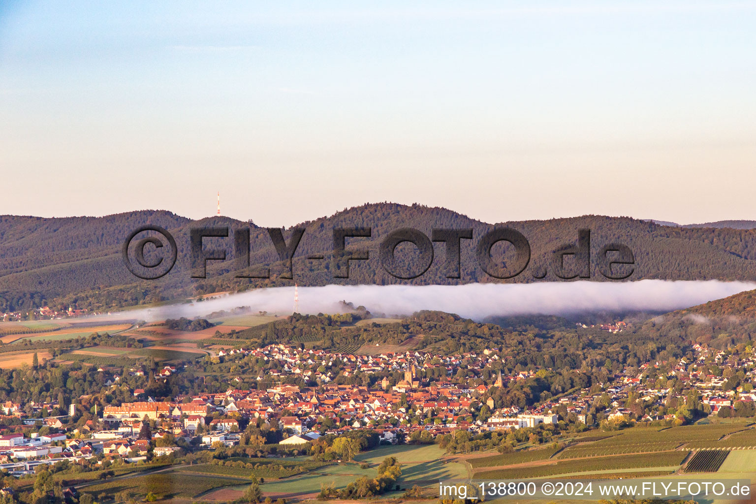 Wissembourg in the state Bas-Rhin, France seen from above