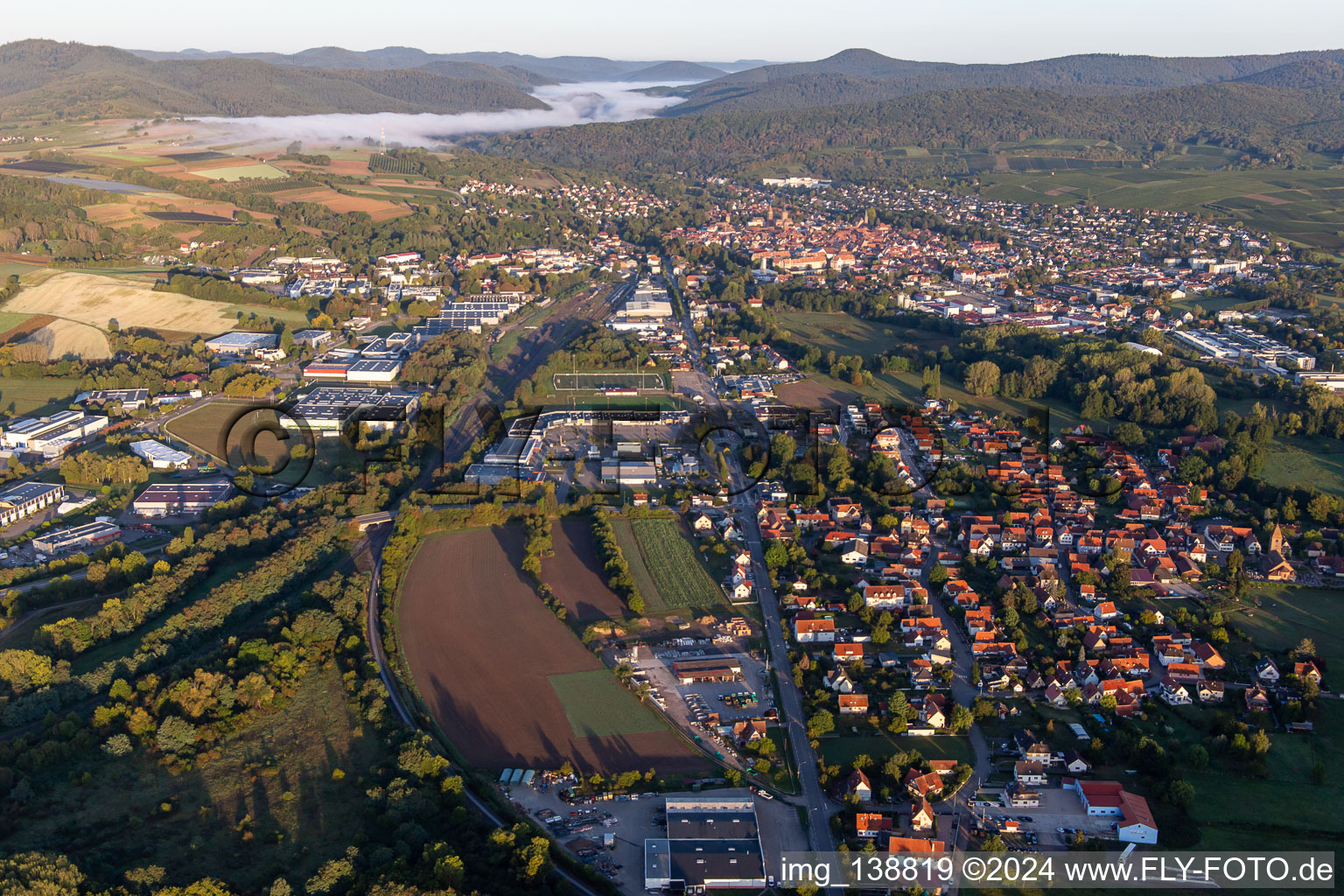 Oblique view of District Altenstadt in Wissembourg in the state Bas-Rhin, France