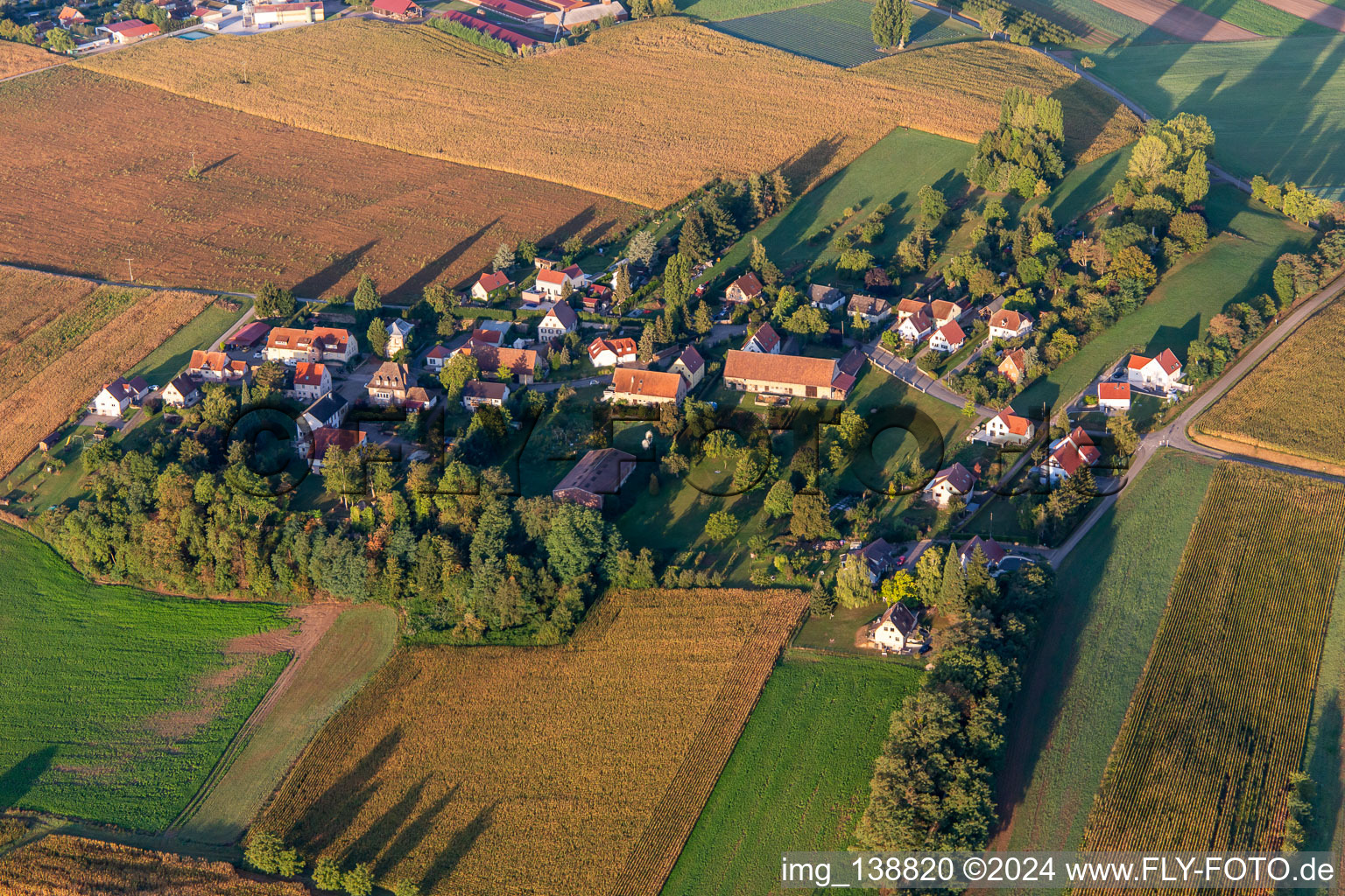 Aerial view of Geisberg in the district Altenstadt in Wissembourg in the state Bas-Rhin, France