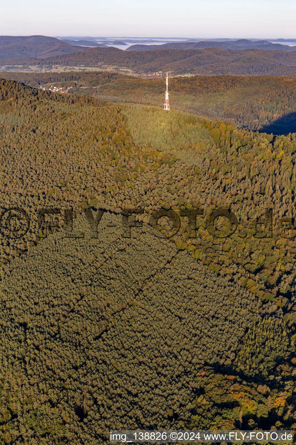 Transmission tower on the Col de Pigeonnier in Wissembourg in the state Bas-Rhin, France