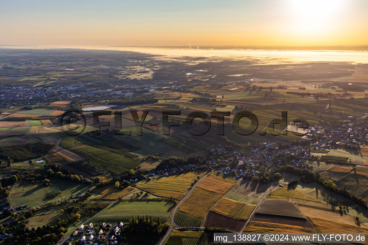 Oberhoffen-lès-Wissembourg in the state Bas-Rhin, France from the plane