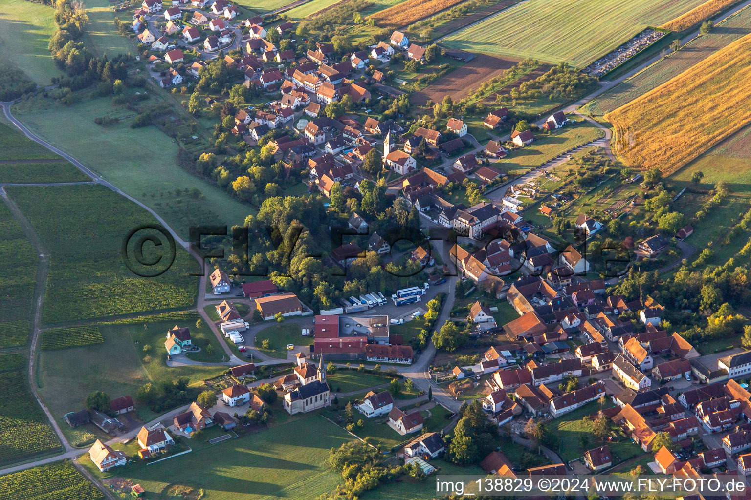 Cleebourg in the state Bas-Rhin, France from the plane