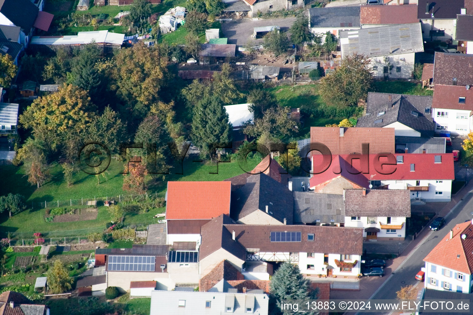 Bird's eye view of District Urloffen in Appenweier in the state Baden-Wuerttemberg, Germany