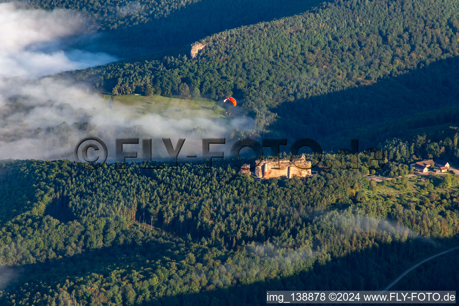 Château Fort de Fleckenstein in Lembach in the state Bas-Rhin, France from above