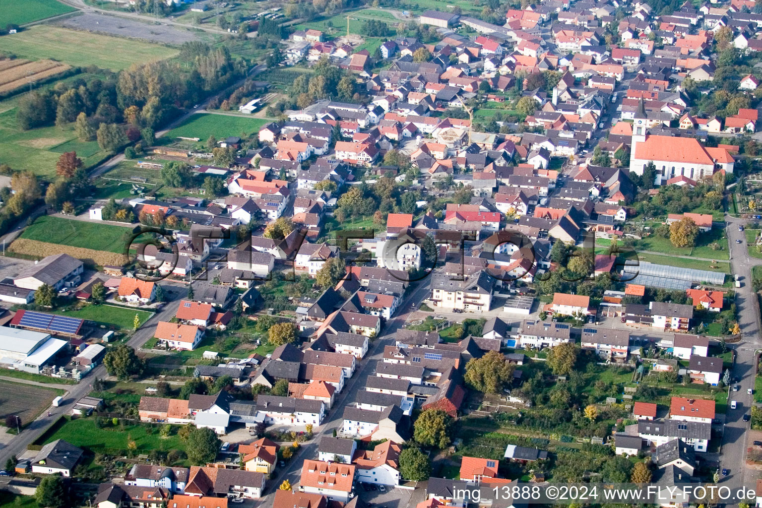 Drone image of District Urloffen in Appenweier in the state Baden-Wuerttemberg, Germany