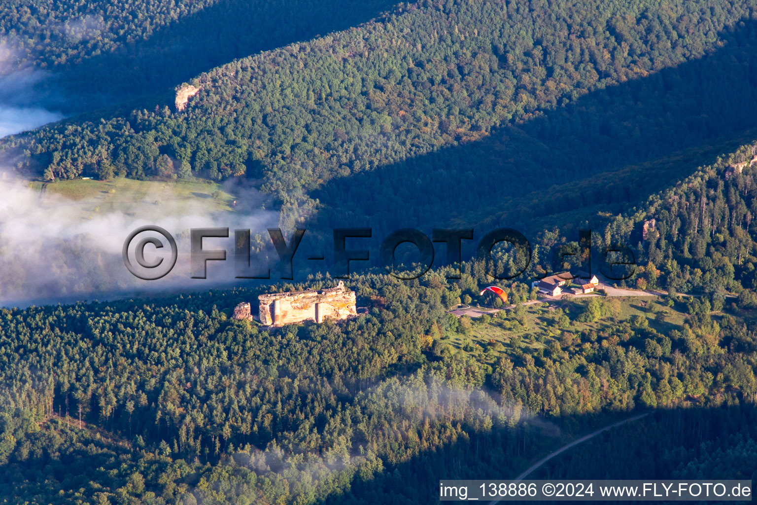 Château Fort de Fleckenstein in Lembach in the state Bas-Rhin, France out of the air