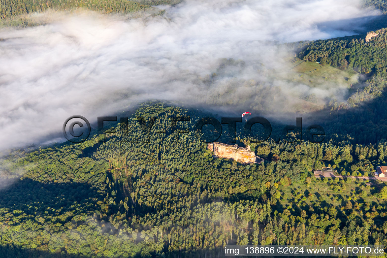 Château Fort de Fleckenstein in Lembach in the state Bas-Rhin, France from the plane