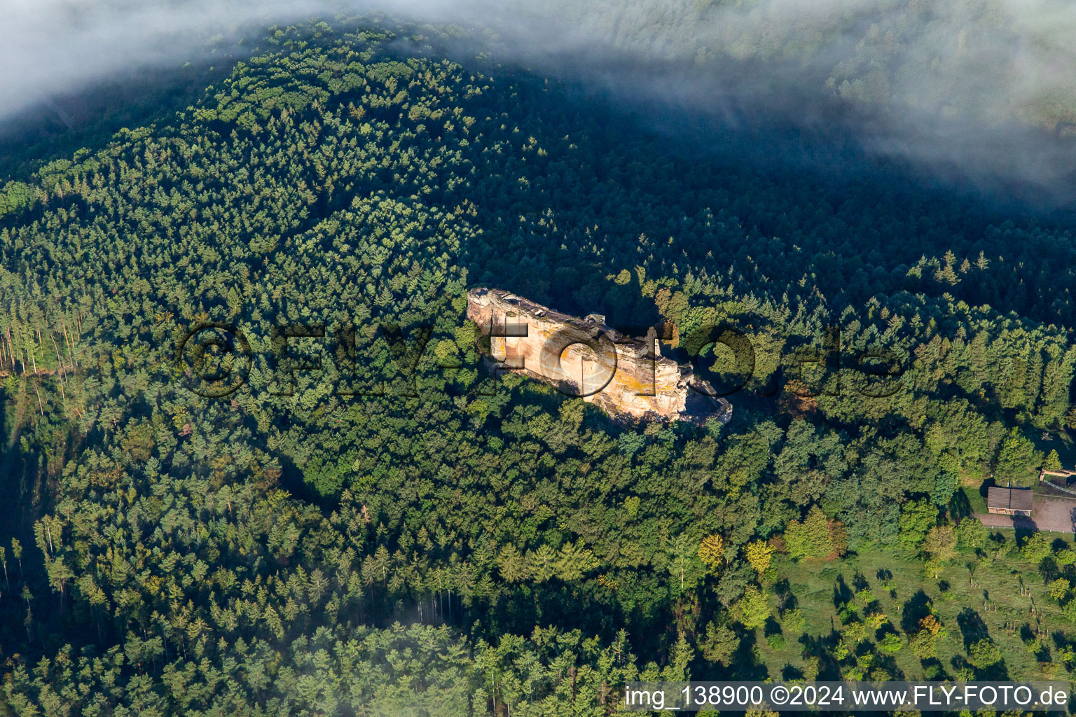 Château Fort de Fleckenstein in Lembach in the state Bas-Rhin, France viewn from the air