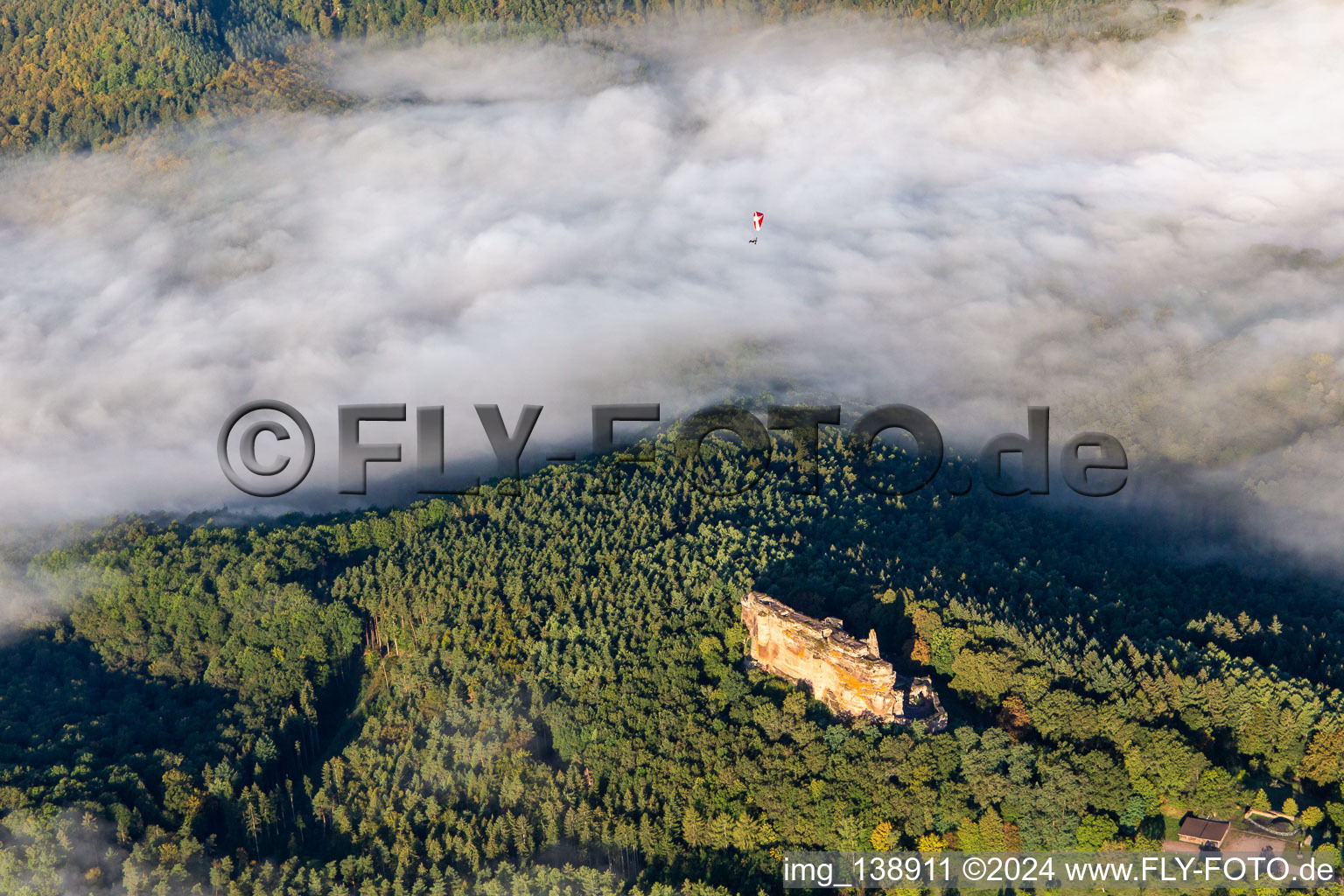 Drone image of Château Fort de Fleckenstein in Lembach in the state Bas-Rhin, France