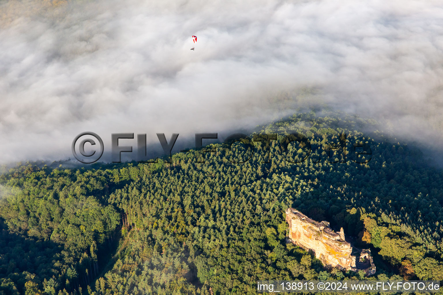 Château Fort de Fleckenstein in Lembach in the state Bas-Rhin, France from the drone perspective