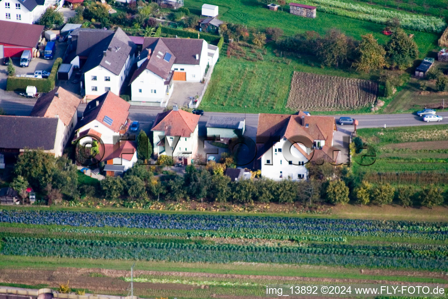 District Urloffen in Appenweier in the state Baden-Wuerttemberg, Germany seen from a drone