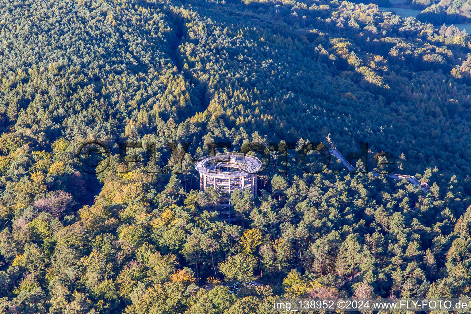 Treetop Walk Alsace in Cleebourg in the state Bas-Rhin, France viewn from the air