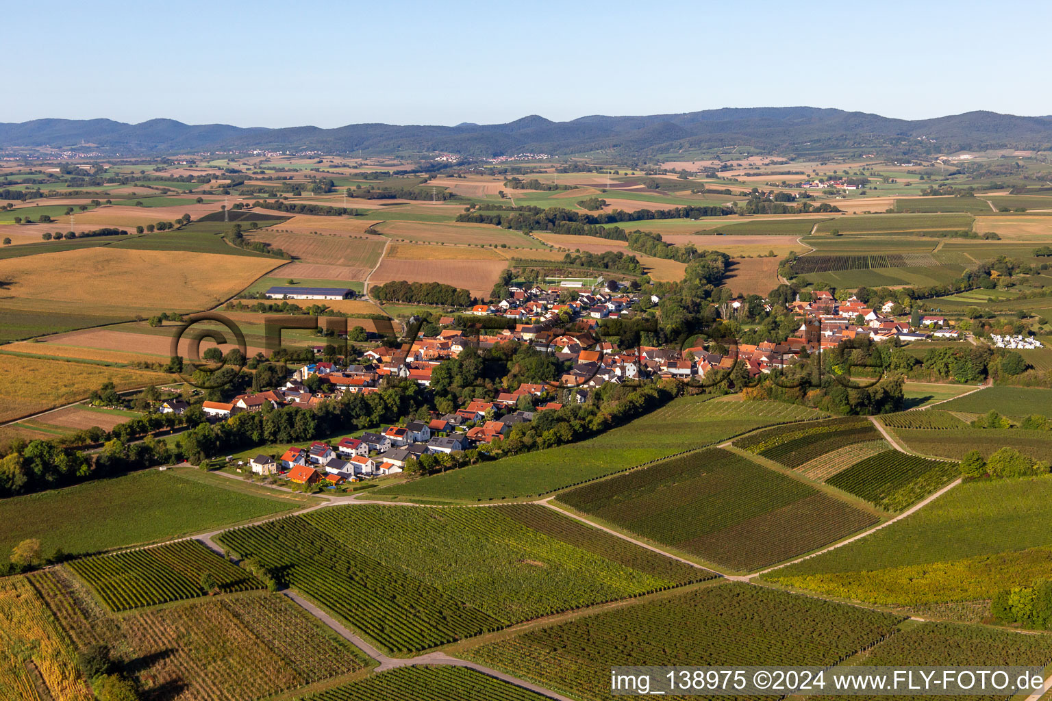 From northeast in Dierbach in the state Rhineland-Palatinate, Germany