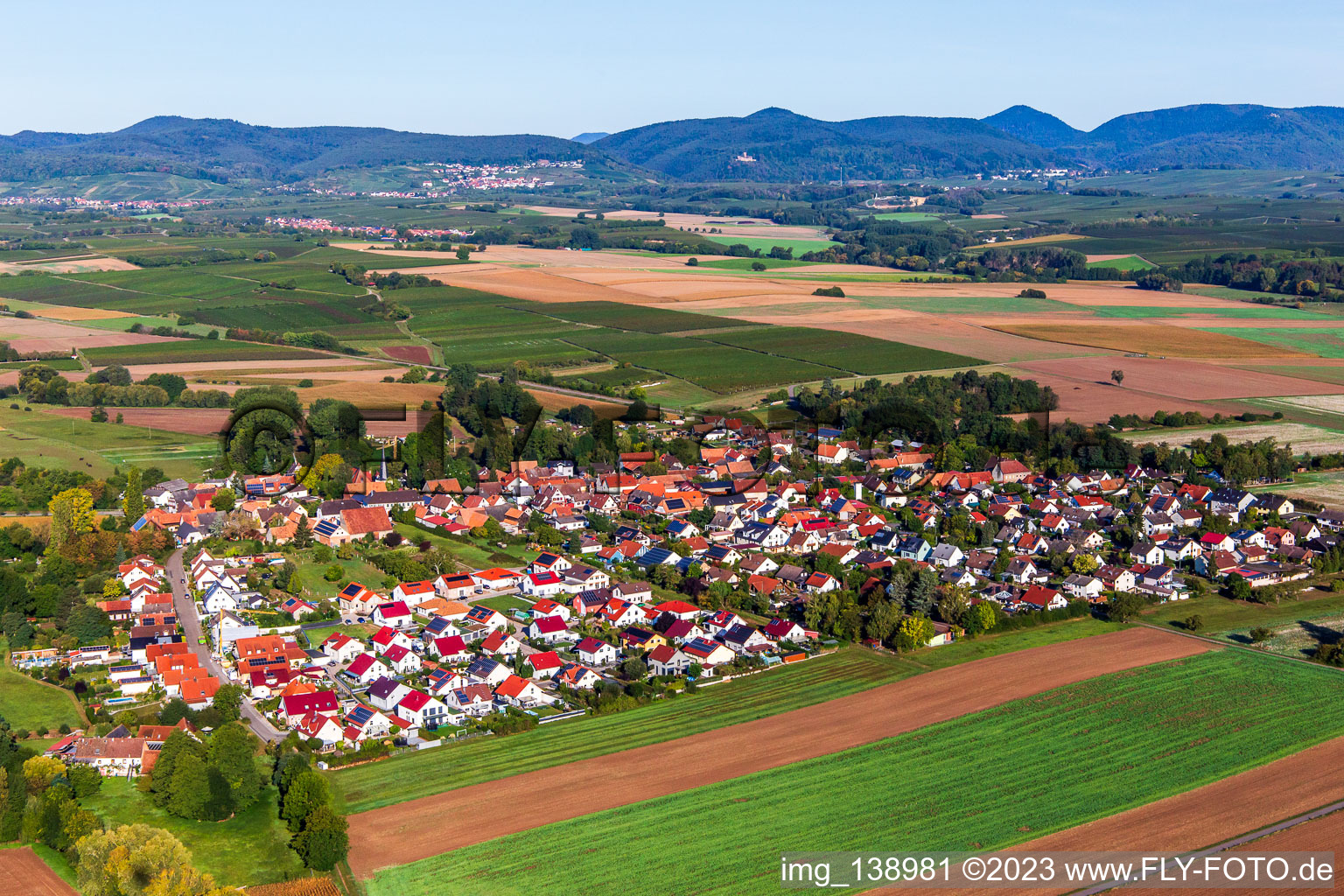 Aerial view of From the southeast in Barbelroth in the state Rhineland-Palatinate, Germany