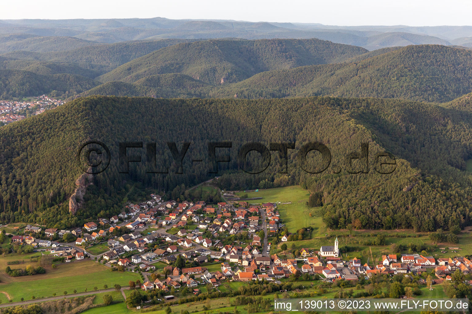 Schindhard in the state Rhineland-Palatinate, Germany from above